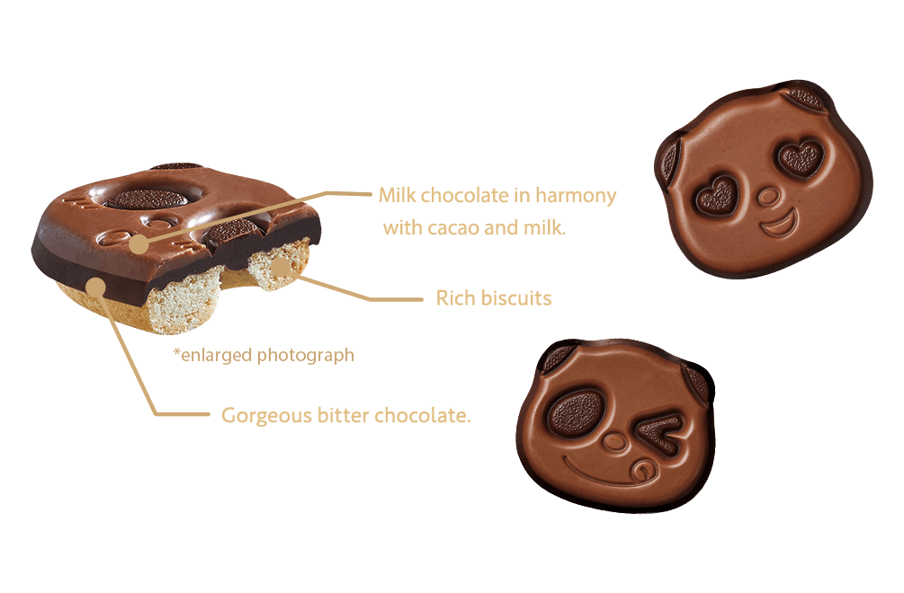 Milk chocolate in harmony with cacao and milk. Rich biscuits. Gorgeous bitter chocolate.